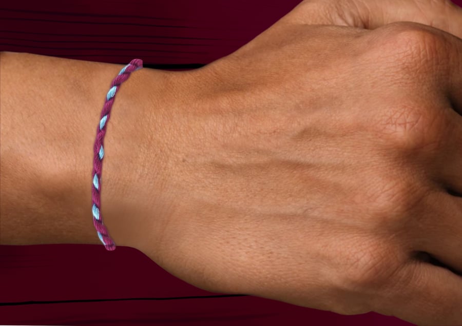 Mens Football Colours Twisted Bracelet 