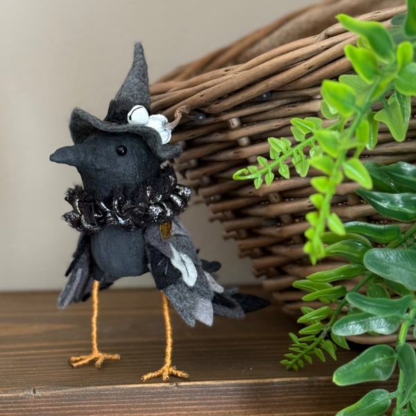 Witchy Blackbird Spun Cotton Art Doll