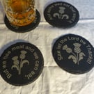 Set of 4 slate coasters, with Selkirk Grace