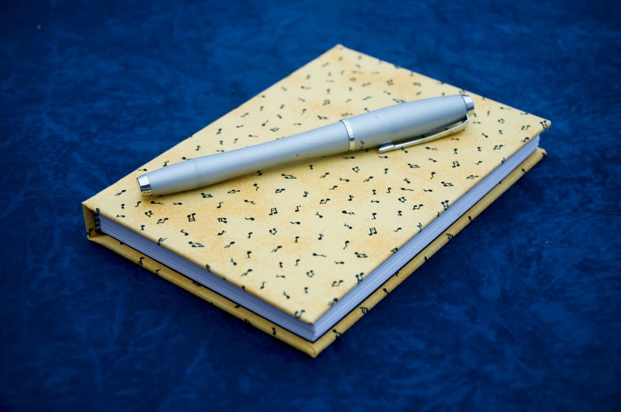 A6 Hardback Notebook with full cloth musical cover