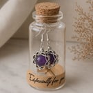 Handmade Purple Chalcedony Earrings in a Bottle