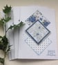  CHRISTMAS CARDS,( pack of 4, large ) Poinsettias . Blue and Silver. - Image 1