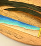 Handmade beadwork bracelet in ocean blue and golden sand colours - Image 3