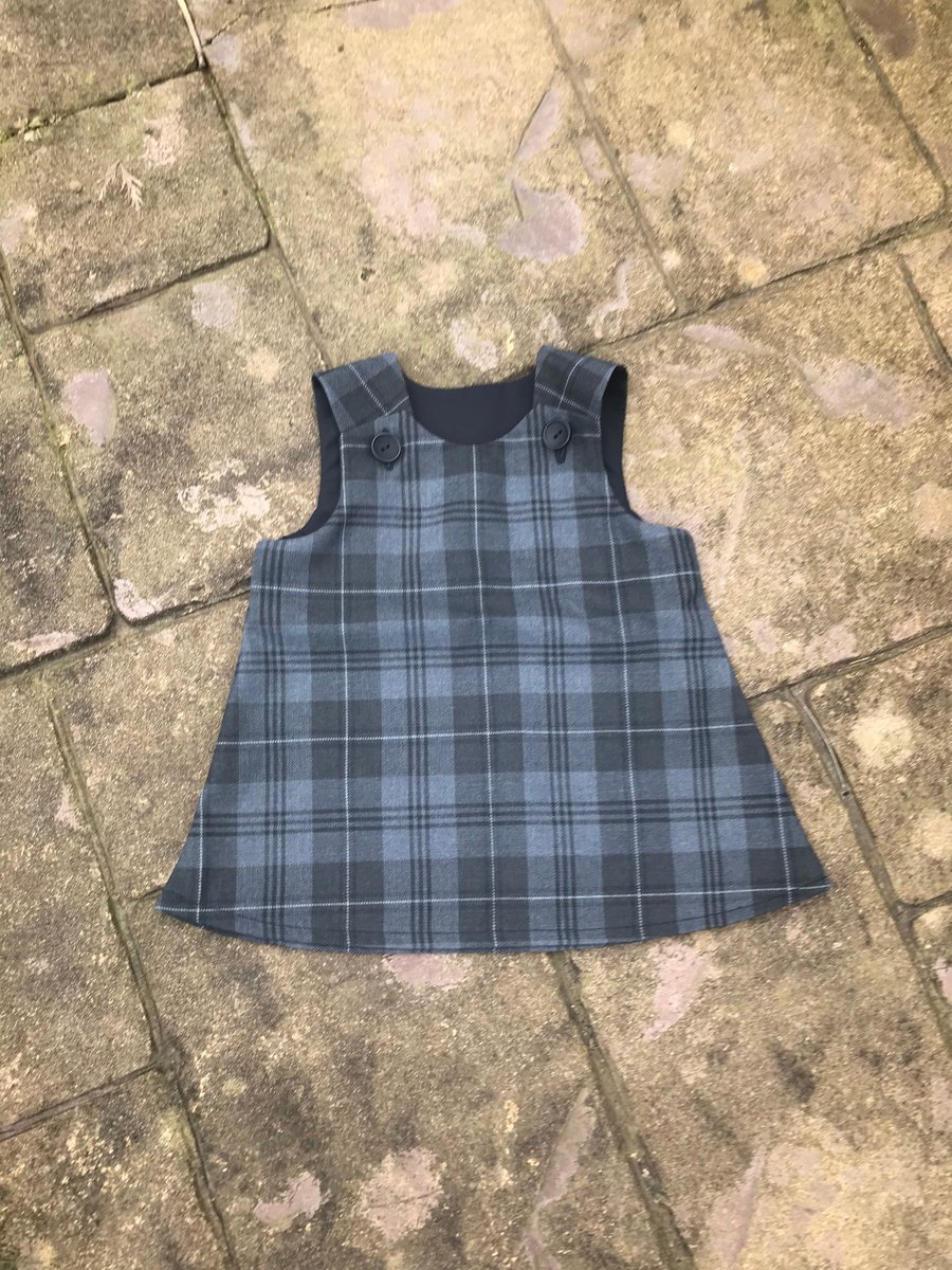 Grey Granite Tartan Pinafore Dress