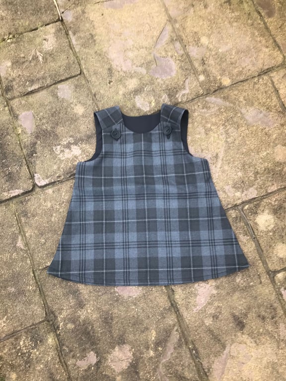 Grey Granite Tartan Pinafore Dress