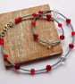 Ruby Red Glass Bead and Grey Seed Bead Necklace - Image 7