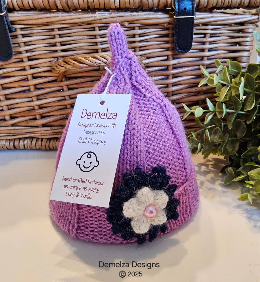 Designer Pure Baby Alpaca Baby Girl's Pixie Hat 0 - 3  months 