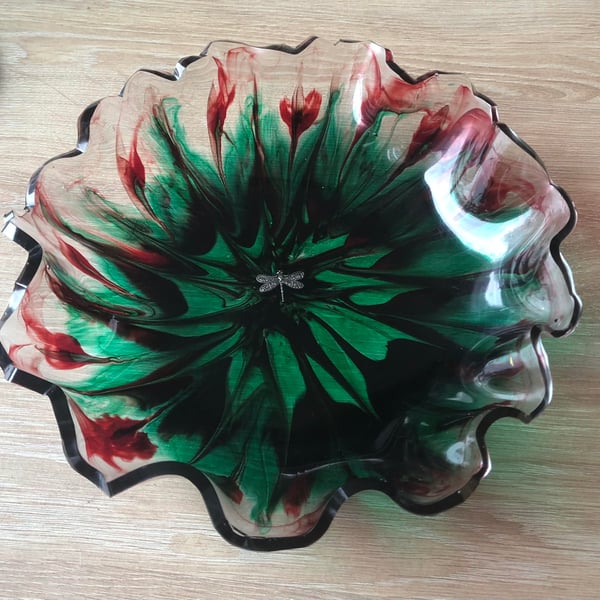Epoxy Resin Red and Green Bowl