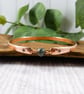 Bangle, Copper and Moss Agate Bracelet with Stamped Stars. Size 21cms