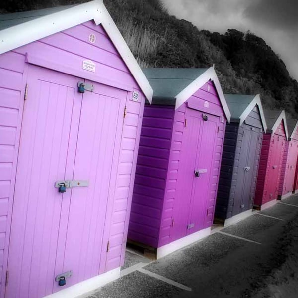 Bournemouth Beach Huts Dorset England UK 18"X12" Print