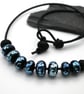 black lampwork glass cord necklace