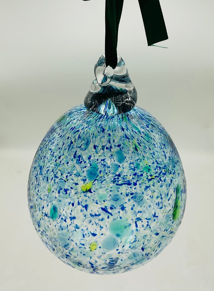 Blues and Greens Glass Bauble