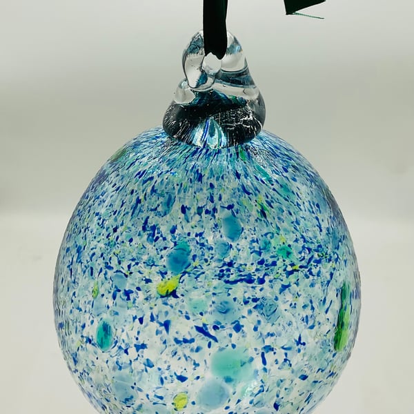 Blues and Greens Glass Bauble