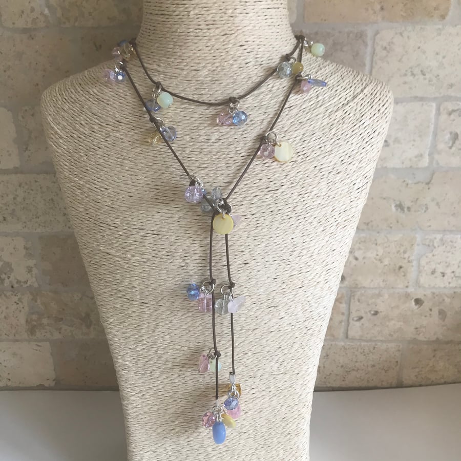 Spring colours Lariat, Long necklace