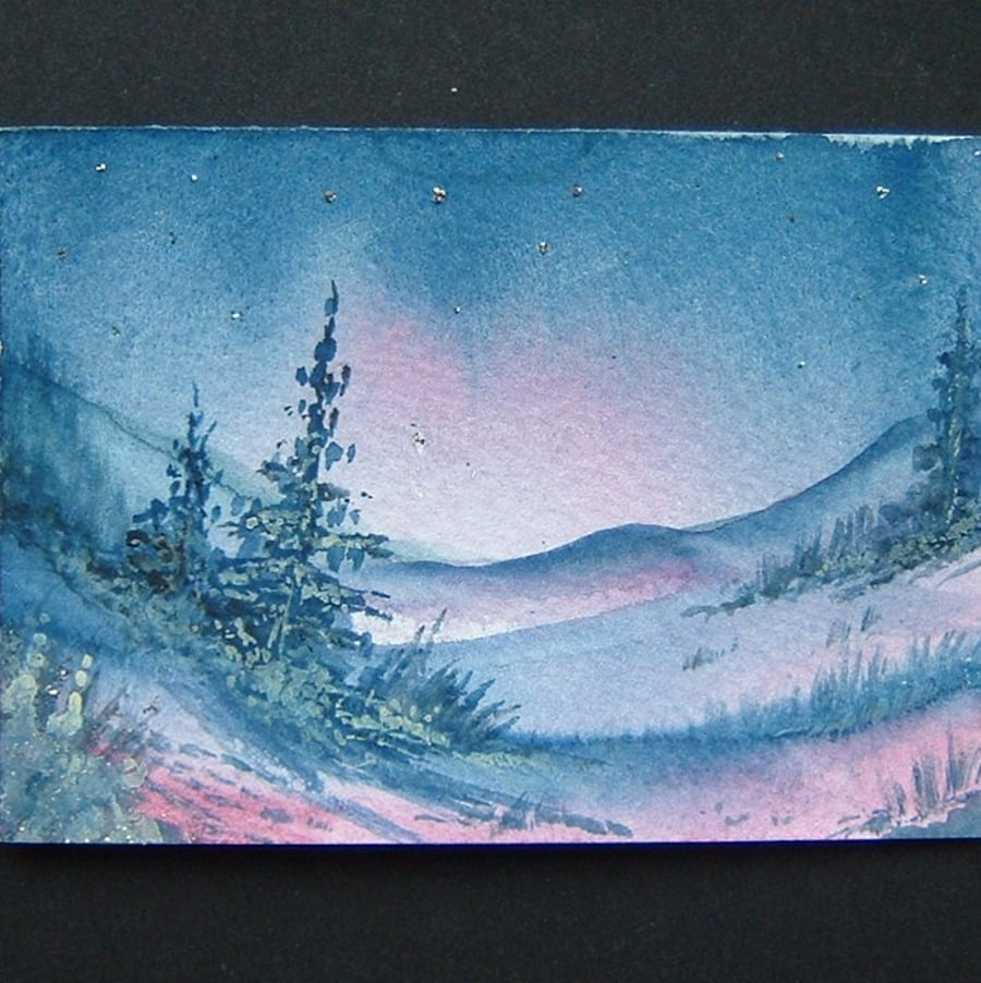 glitter stars night sky original art painting landscape ref 191