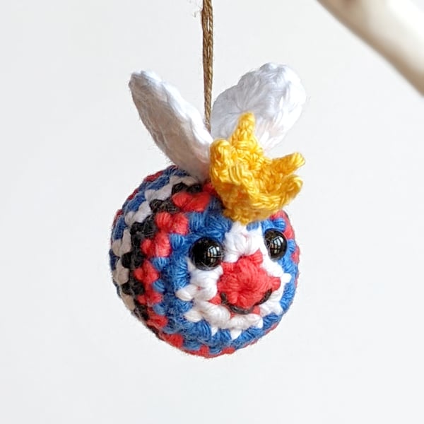 Royal Coronation Happy Crochet Bee Hanging Decoration