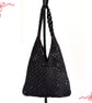 Handmade Crochet Cotton Hobo Bag: Black Boho Market Tote, 100% Cotton Yarn
