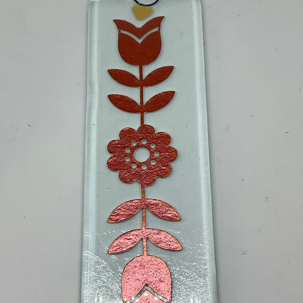 Fused glass handmade retro flower hanging 