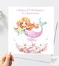 Mermaid Pastel Rainbow Birthday Card for Girl Handmade and Personalised