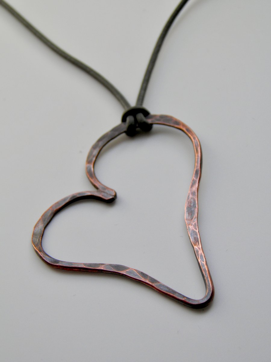 Oxidised Copper Heart Necklace 