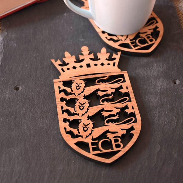 Individual England Cricket Crest Coaster