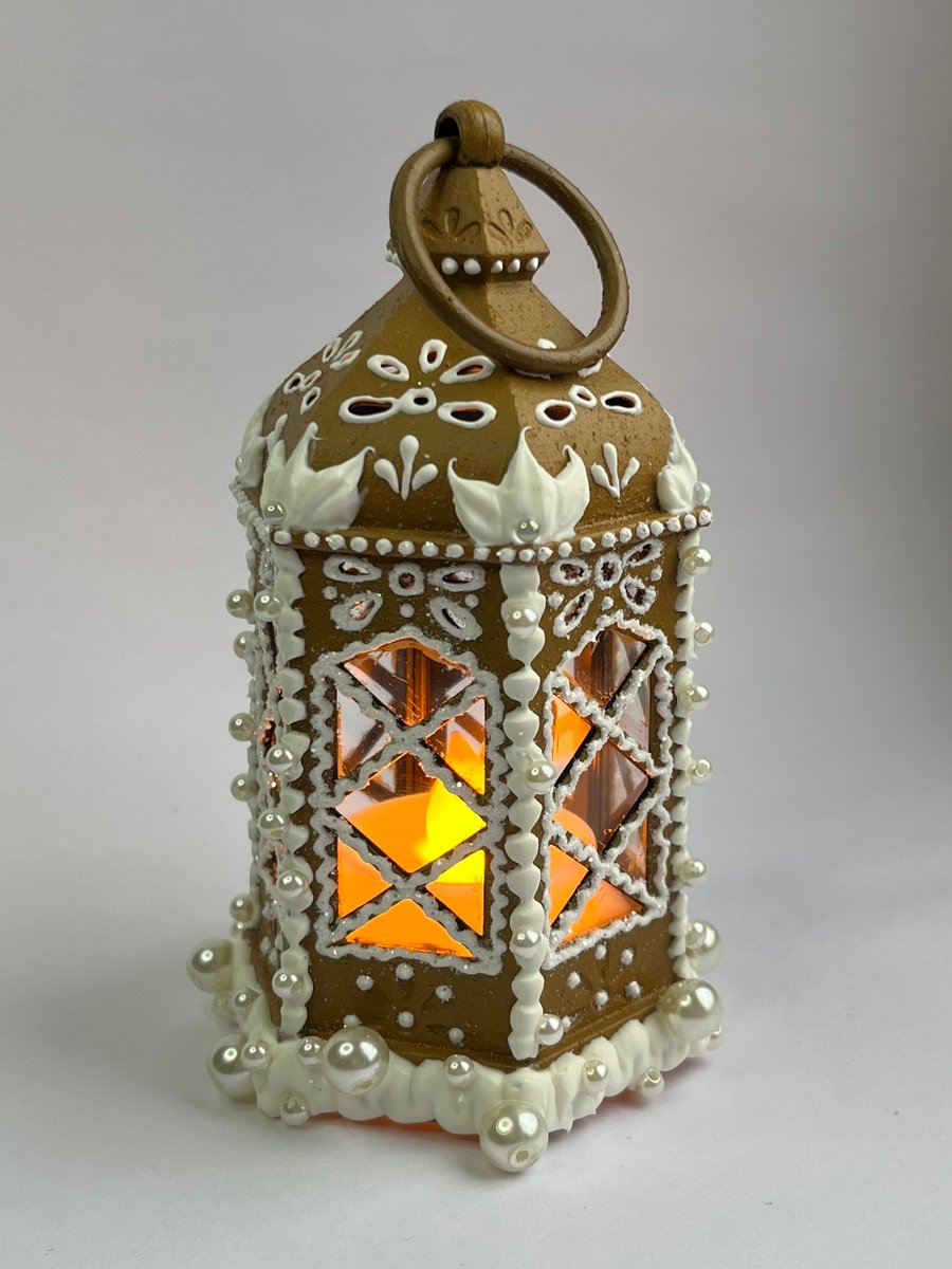 Hand Painted Lantern Gingerbread Style Christmas Decorations - READY TO SHIP