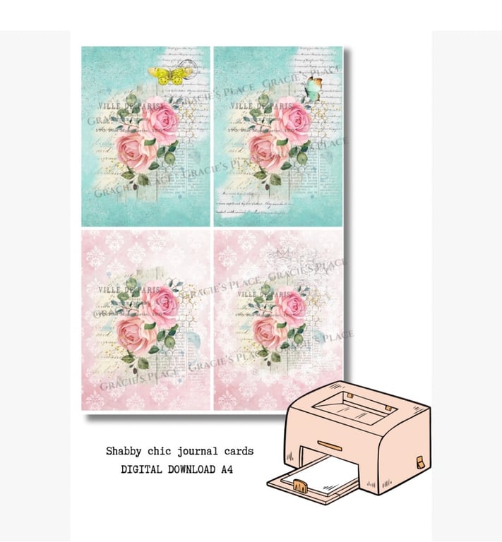 Shabby Chic journal cards ephemera Digital Download 