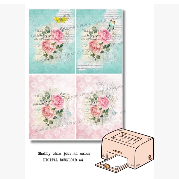 Shabby Chic journal cards ephemera Digital Download 