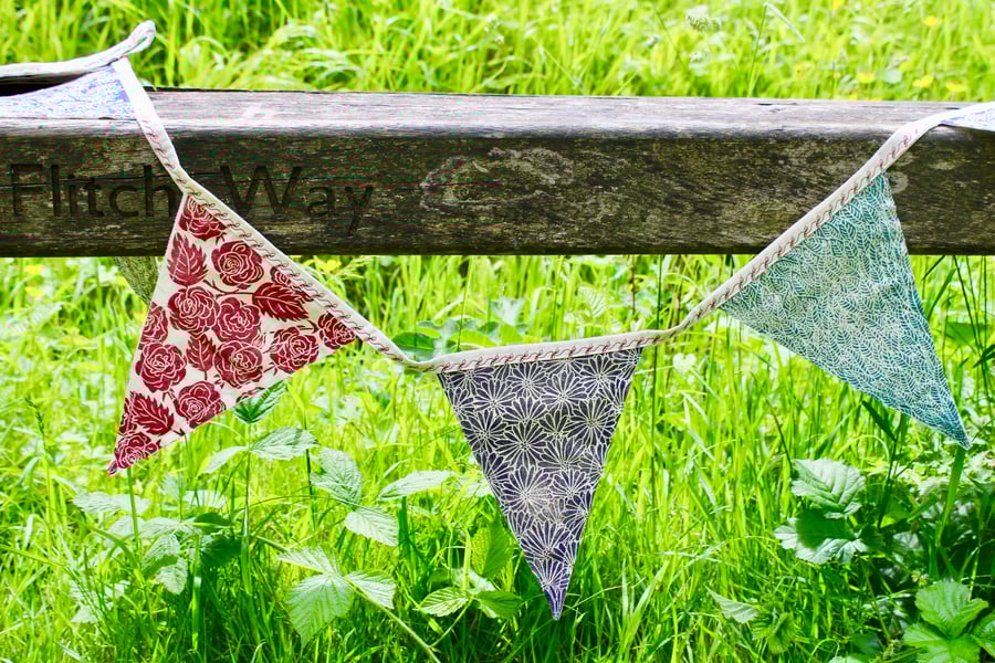 Hand Printed Flower Bunting, wedding bunting