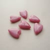 6 Light Pink Glass Heart Beads
