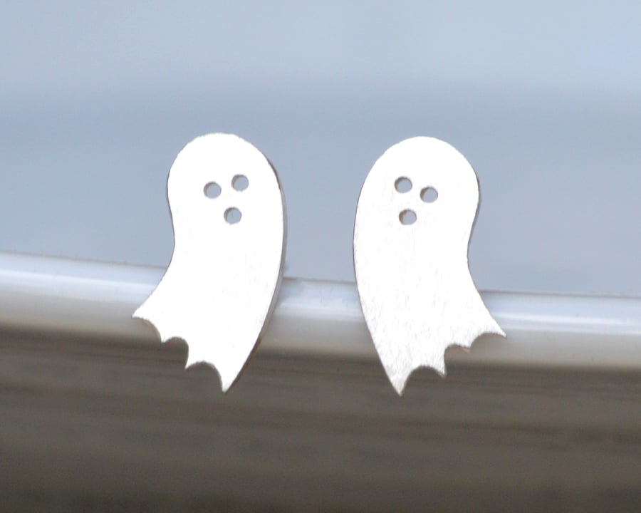 Little Ghost Earring Studs In Sterling Silver