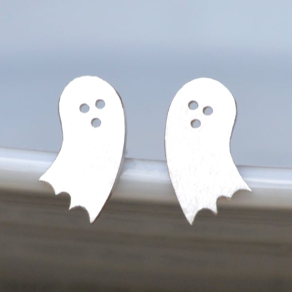 Little Ghost Earring Studs In Sterling Silver