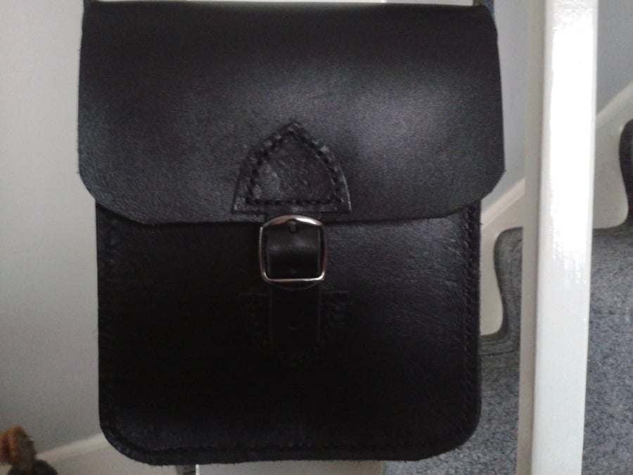 handmade real leather small shoulder bag
