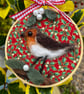 Robin with mistletoe hoop decoration  - Image 1