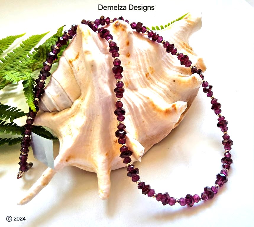 Designer Rhodolite Garnet Sterling Silver Necklace