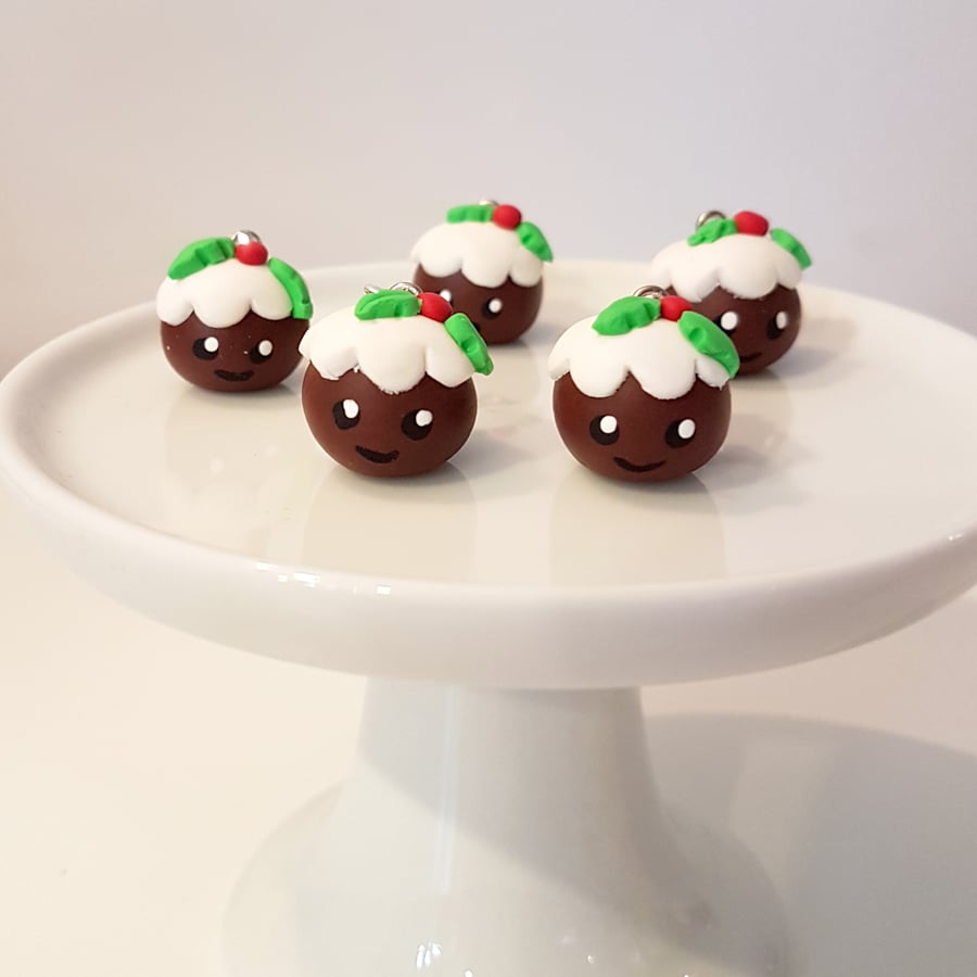 KAWAII Christmas Pudding necklace - handmade, unique, gift, cute