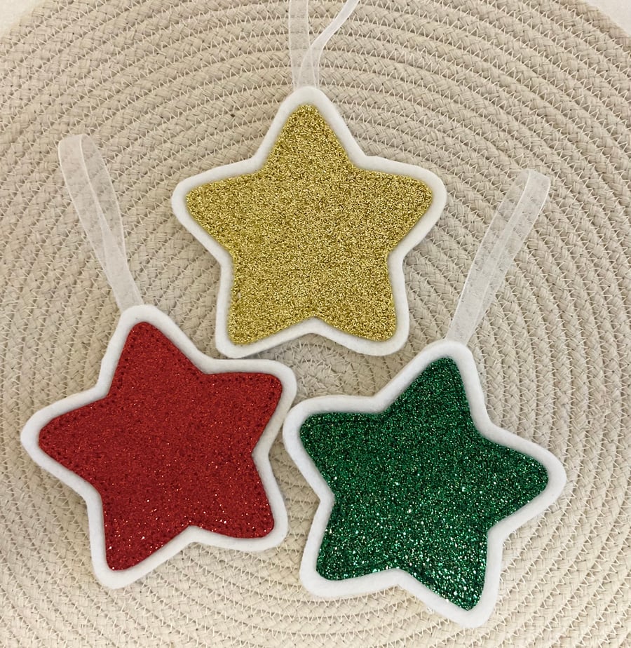 Glitter Star Christmas Decorations