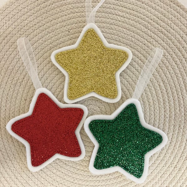 Glitter Star Christmas Decorations
