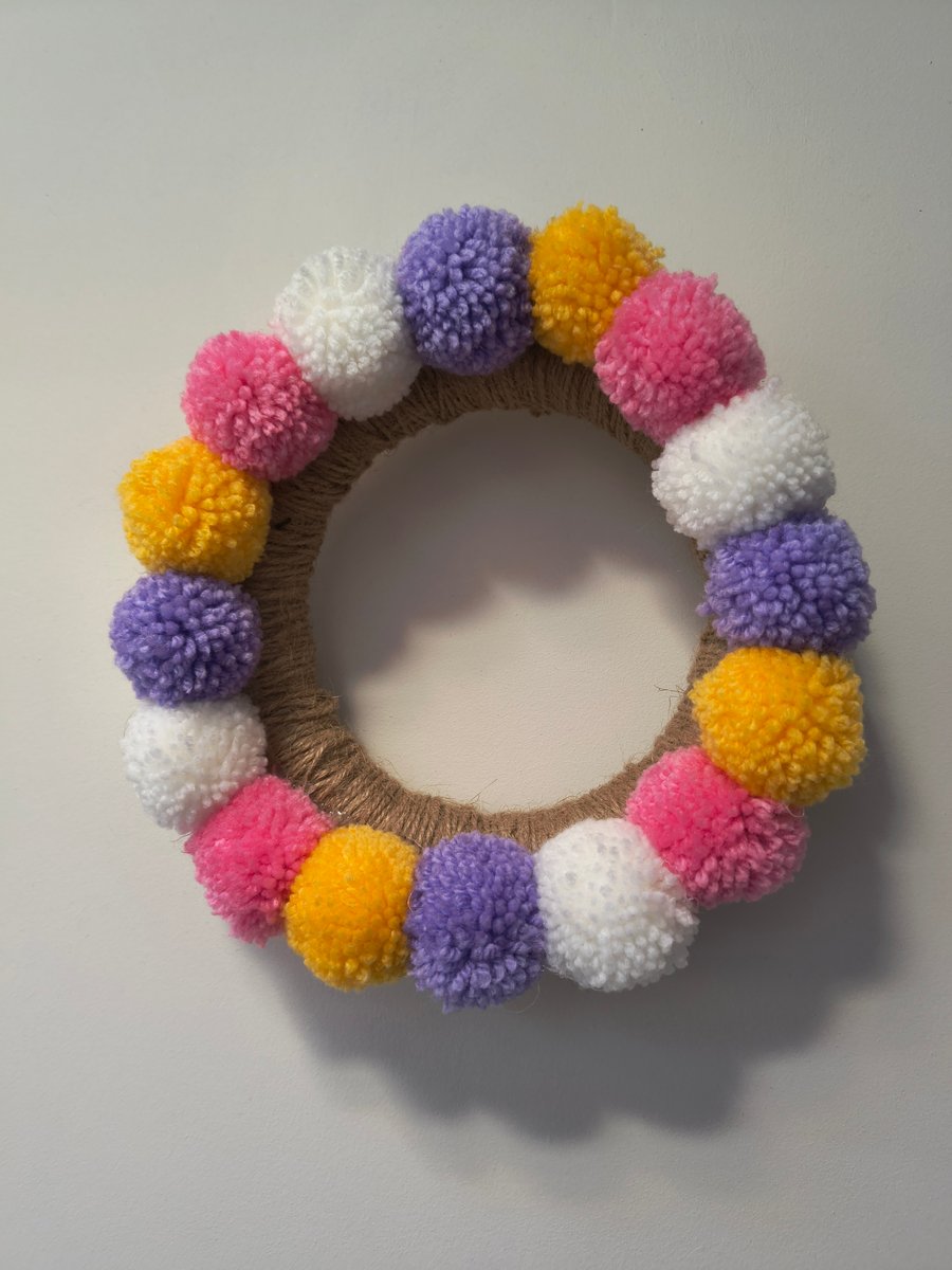 Easter mini egg pom pom wreath
