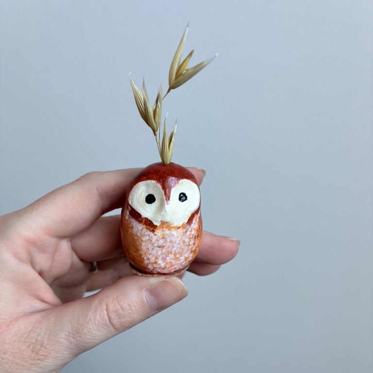 Handmade Owl Mini Faux Flower Vase