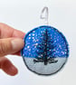 Upcycled embroidered Christmas tree scene home decoration.  - Image 4