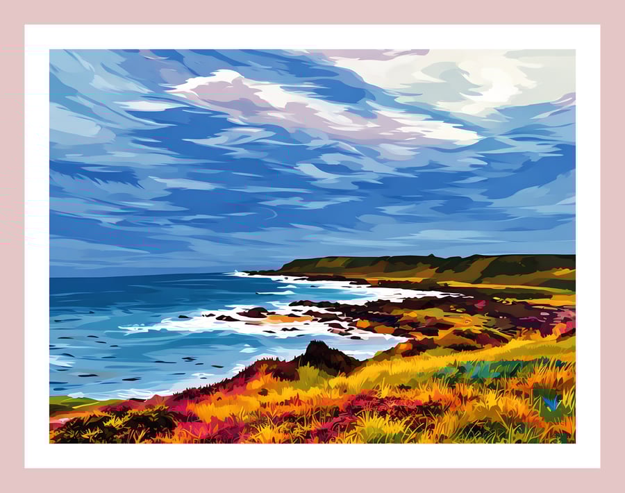 Scottish Sea View East Scotland Greeting Card A5 Size 