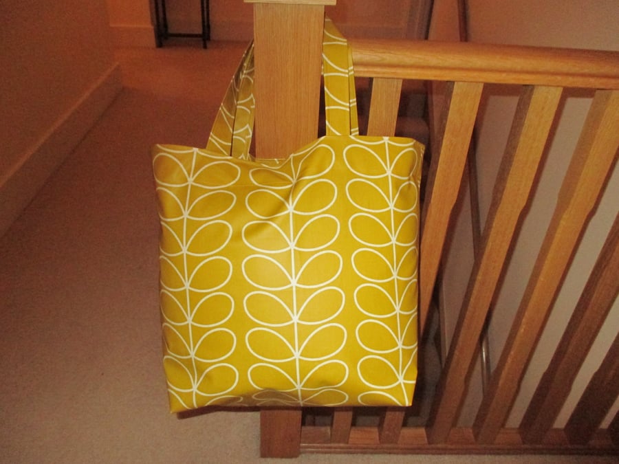 Handmade Oilcloth Tote Bag in Orla Kiely Dandelion Stem