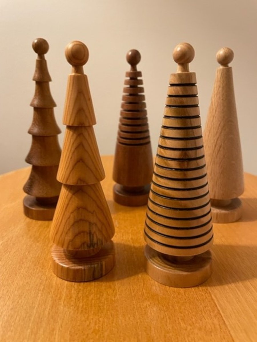 Hand Turned Set of Wooden Trees