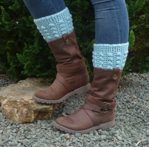 BOOT CUFFS , boot toppers .Alpaca and Wool blend. ' Winter Skies'