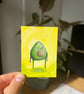 ACEO original - cute avovado on yellow - acrylic paint - by Holly Rutter