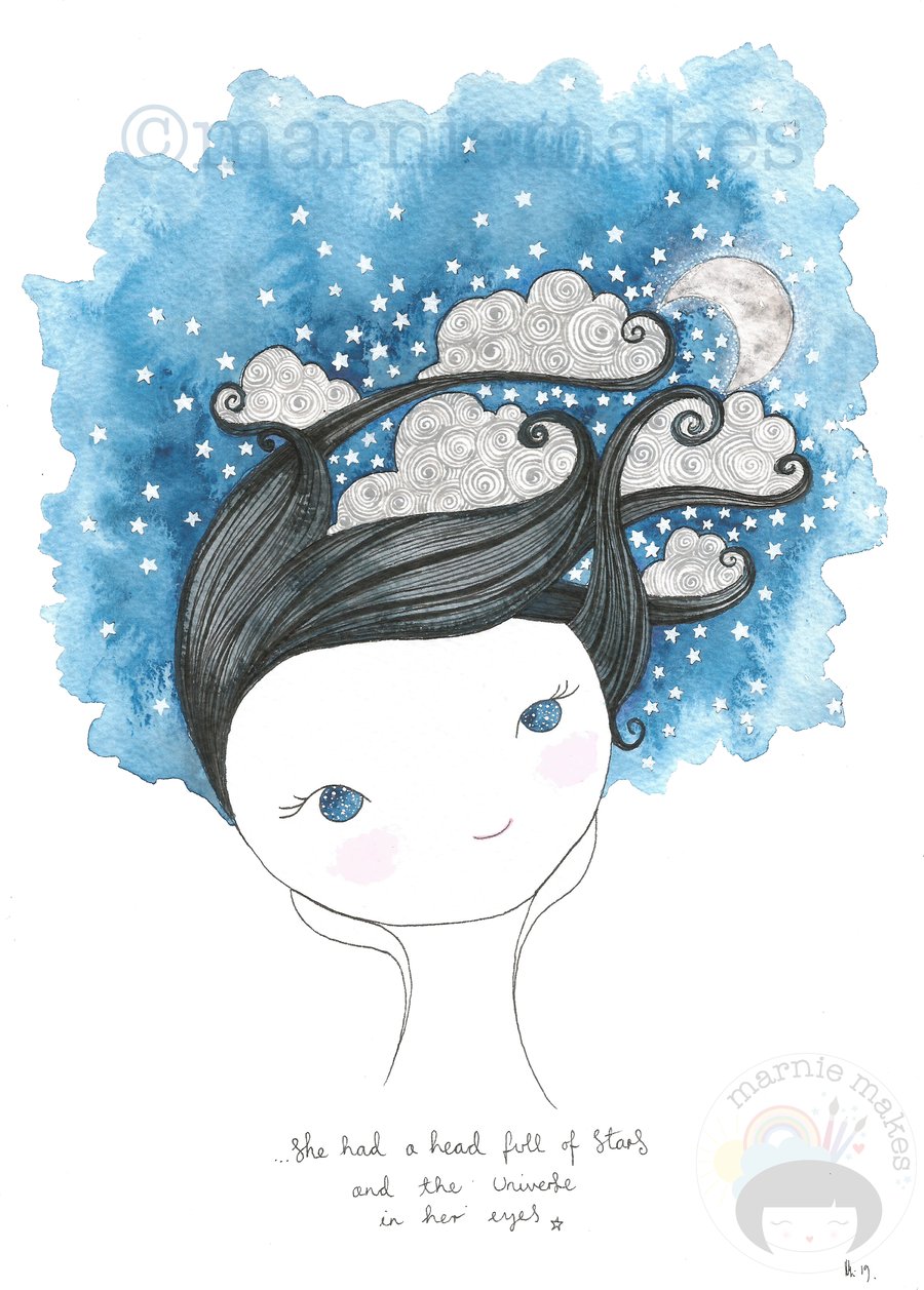 A Head Full Of Stars - A5 Giclee print 
