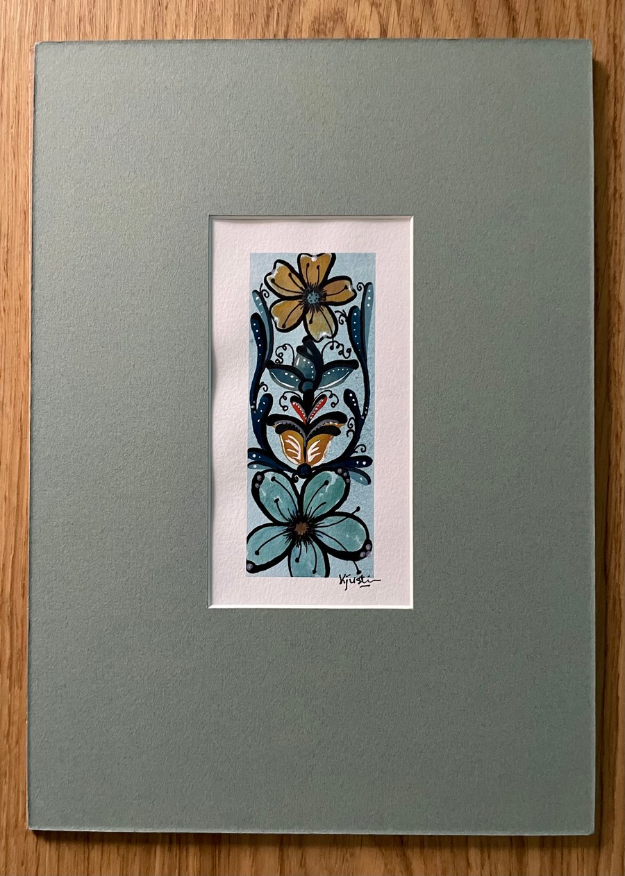 Modern rosemaling, Norwegian folk art, flower painting