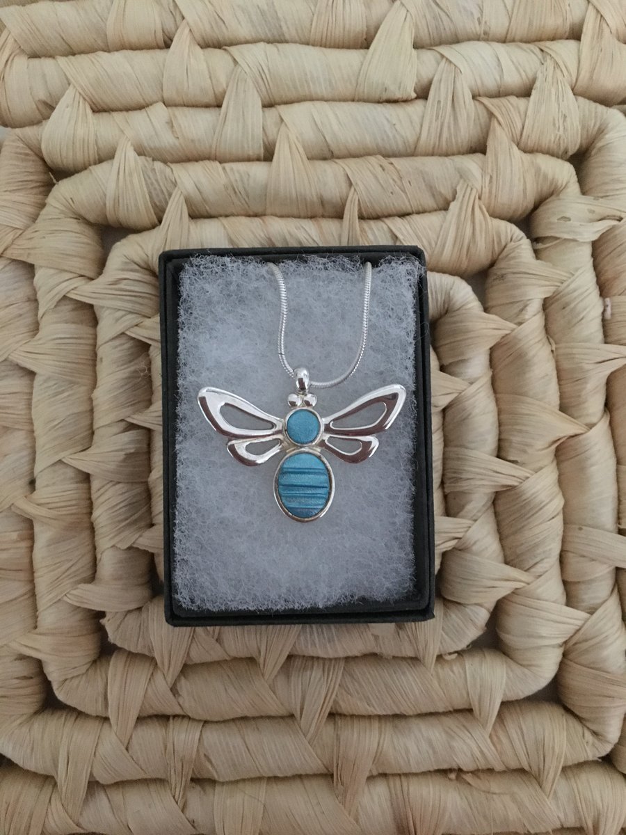 Azure Bumble Bee Pendant