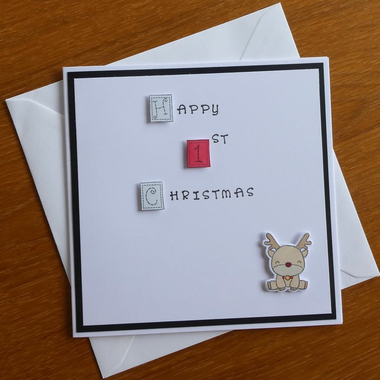Personalised First Christmas Card - Reindeer